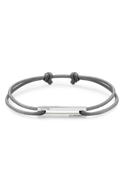 Le Gramme 1.7g Sterling Silver & Cord Bracelet In Grey