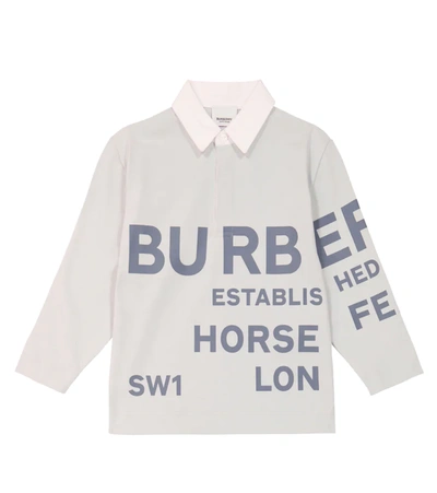 Burberry Kids' Horseferry Cotton Polo Shirt In Grey