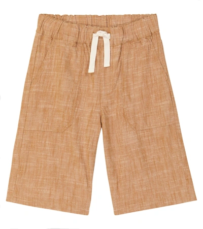 Bonpoint Teen Straight-leg Cotton Shorts In Brown