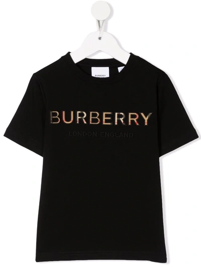 Burberry Kids' Logo-lettering T_shirt In Black