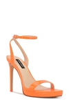 Nine West Women's Zadie Square Toe Stiletto Heel Dress Sandals Women's Shoes In Neon Tangerine Patent