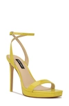 Nine West Zadie Platform Sandal In Yellow Patent