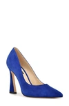 Nine West Women's Trendz Tapered Heel Pointy Toe Dress Pumps Women's Shoes In Cobalt Suede