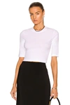 Rosetta Getty Elbow-sleeve Crop Top In White