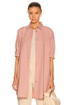 Co Oversized 3/4-sleeve Button-down Shirt In Dusty Pink