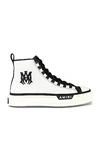 Amiri Ma Court Leather And Canvas High-top Trainers In Black & White