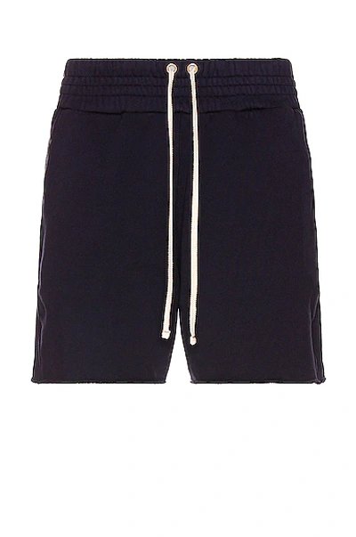 Les Tien Mens Jet Black Raw-hem High-rise Cotton-jersey Shorts Xl In Navy