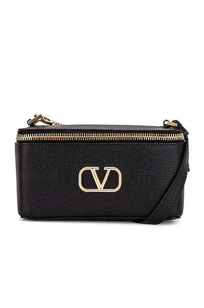 Valentino Garavani Vlogo Vanity Case Leather Shoulder Bag In Nero