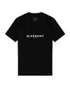 Givenchy Cotton Reverse Slim Fit T-shirt With Signature Print In Black