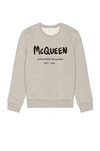 Alexander Mcqueen Graffiti-print Crew-neck Sweatshirt In Pale Grey