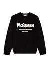 Alexander Mcqueen Graffiti Logo-print Cotton Sweatshirt In Black & Ivory