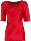 Gloria Coelho Scoop-neck Silk T-shirt In Red