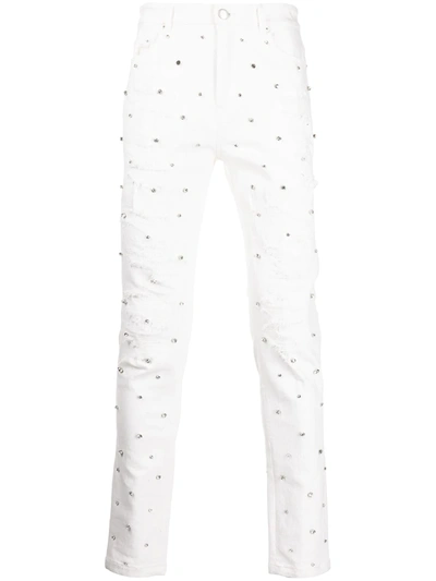 God's Masterful Children Apocalypse Cubic Zirconia Jeans In White