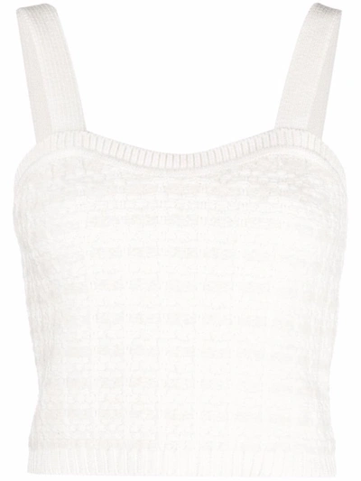 Maje Missa Knit Tweed Tank Top In Ecru