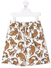 Kenzo Shorts All Over Print Straight Leg In White