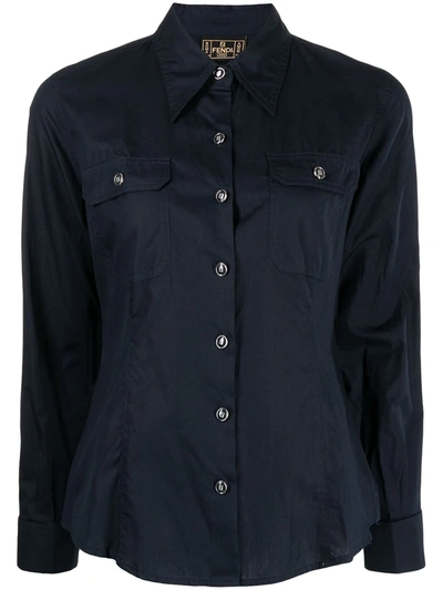 Pre-owned Fendi 1990s Ff Button-up Shirt In Blue