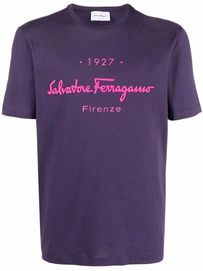 Ferragamo 1927 Signature Logo-print T-shirt In Violet