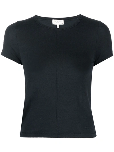 Rag & Bone Seam-detail Stretch-modal T-shirt In Black