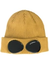 C.p. Company Goggle Double-lens Cotton Beanie In Gold