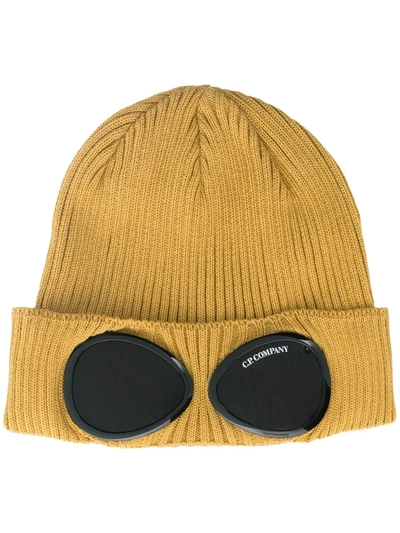 C.p. Company Goggle Double-lens Cotton Beanie In Gold