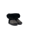 Monnalisa Teen Faux-fur Trimmed Ankle Boots In Black