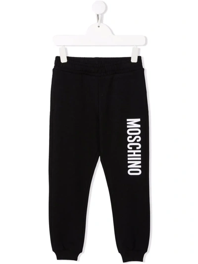 Moschino Kids' Logo-print Cotton Track Trousers In Black