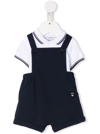 Emporio Armani Baby Boys Blue Dungaree Set In Blu Navy