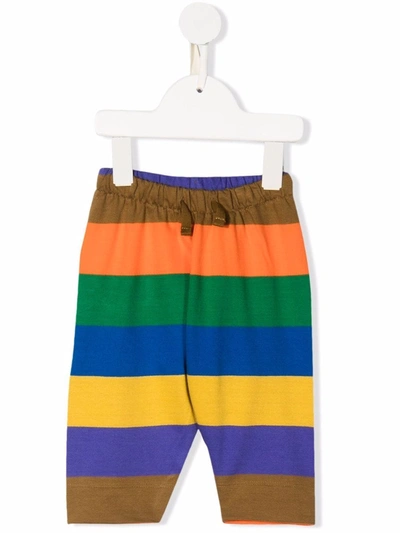 Molo Babies' Stripe-print Organic-cotton Track Trousers In Orange