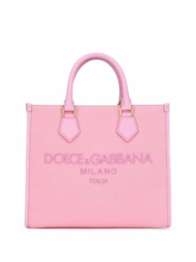 Dolce & Gabbana Embroidered-logo Tote Bag In Pink