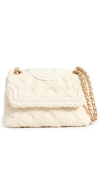 Tory Burch Small Fleming Bouclé Convertible Shoulder Bag In New Cream