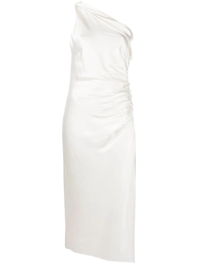Michelle Mason Asymmetric Gathered Dress In Weiss