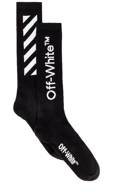 Off-white Diagonal Mid Length Socks In Black