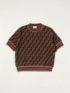 Fendi Kids' Sweater With Allover Ff Logo In Pink
