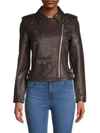 Walter Baker Women's Notch-collar Leather Moto Jacket In Coffee