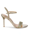 Badgley Mischka Rider Crystal Satin Ankle-strap High-heel Sandals In Silver Glitter