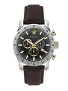 VERSACE MEN'S CHRONO SPORTY STAINLESS STEEL & LEATHER CHRONOGRAPH WATCH