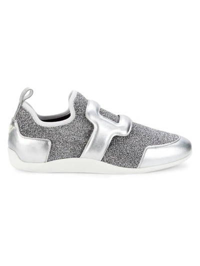 Roger Vivier Women's Metallic Leather Slip-on Sneakers In Grigio