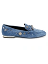 Roger Vivier Women's Studded Suede Loafers In Stone Wash