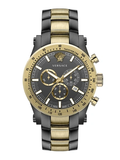 Versace Men's Chrono Sporty Stainless Steel Chronograph Watch In Black