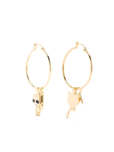 Karl Lagerfeld Ikonik Hoop Earrings In Gold
