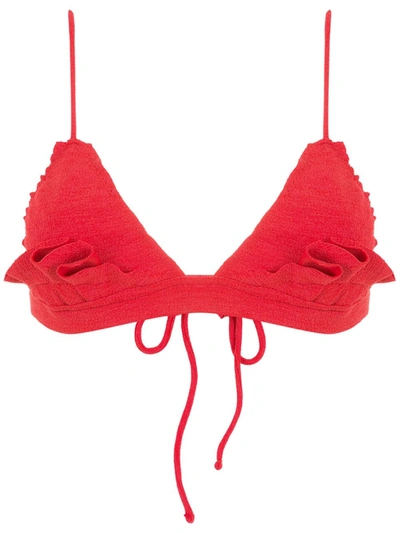 Clube Bossa Winni Ruffle-embellished Bikini Top In Red