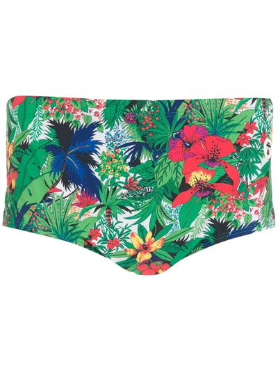 Amir Slama Floral-print Swimming Trunks In Green