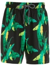 Amir Slama Leaf-print Swim Shorts In Black