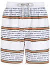 Amir Slama Striped Slogan-print Swim Shorts In White