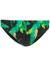 Amir Slama Leaf-print Swimming Trunks In Black