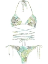 AMIR SLAMA PALM LEAF PRINT BIKINI