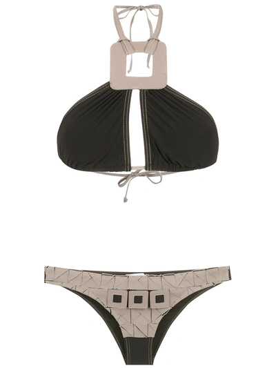 Amir Slama Geometric-embellished Bikini In Black