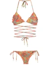 AMIR SLAMA PALM LEAF PRINT BIKINI