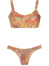 Amir Slama Palm Leaf Print Bikini In Red