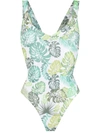 AMIR SLAMA PALM LEAF PRINT SWIMSUIT